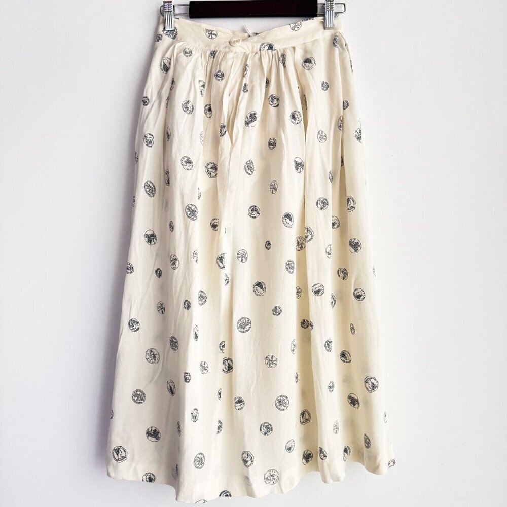 Perry Ellis Portfolio Coin Print Silk Blend Midi Skirt 6 - Picture 13 of 13
